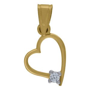 10kt 10k Two-Tone Gold Women Cubic Zirconia Love Heart Charm Pendant